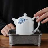 上古 泡茶壶陶瓷青瓷茶具秦权壶单壶家用带过滤简约 德化手绘茶壶