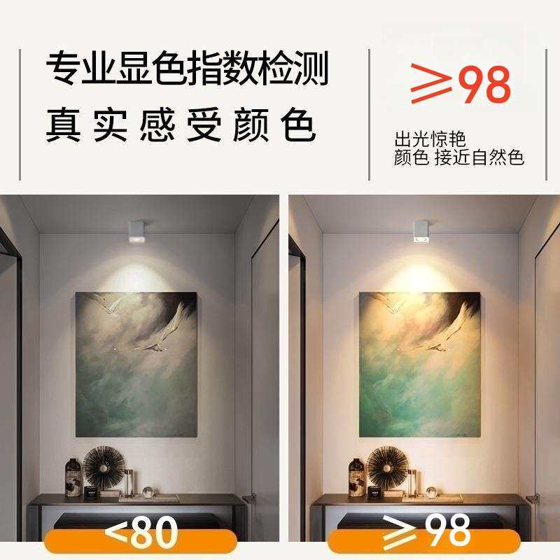 明装射灯深杯防眩全光谱低蓝光筒灯家用方形斗胆灯客厅led无主灯