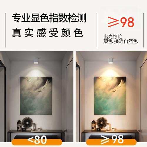 明装射灯深杯防眩全光谱低蓝光筒灯家用方形斗胆灯客厅led无主灯