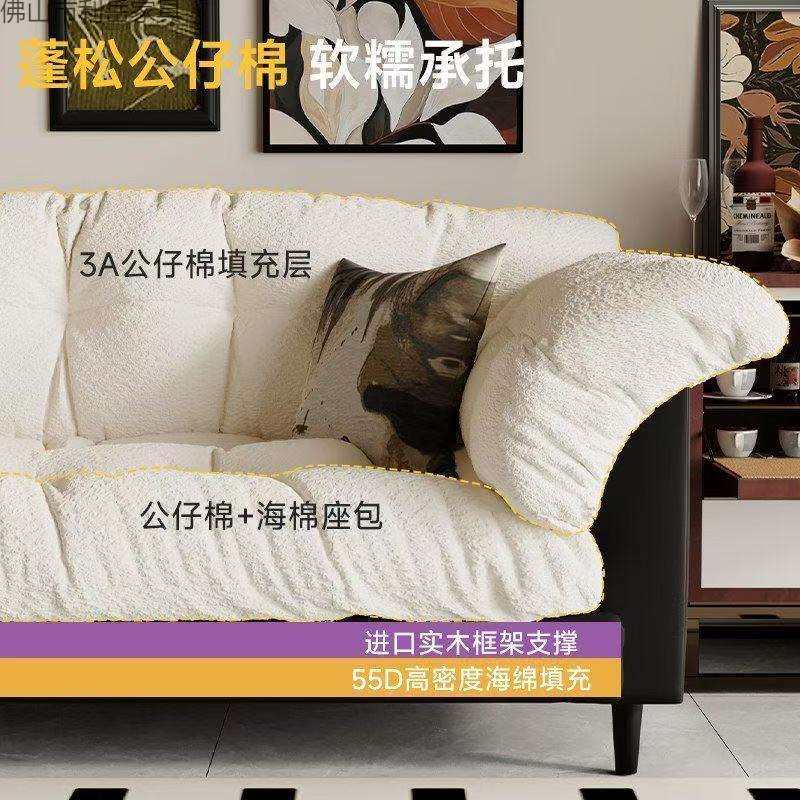 意式极简布艺沙发客厅家用双人小户型门市公寓出租房用大三人沙发
