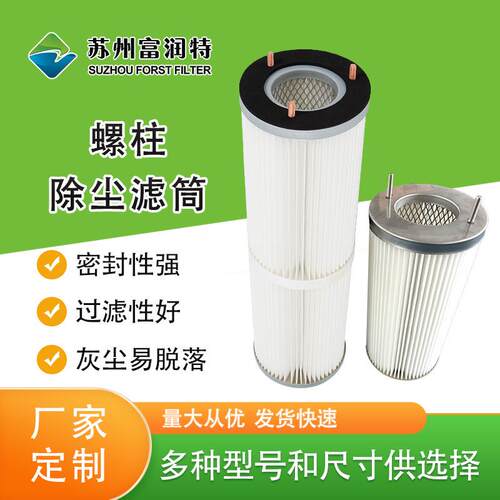 厂家供应防阻燃滤筒粉尘过滤滤筒 PTFE覆膜滤筒定 制各种螺纹滤筒