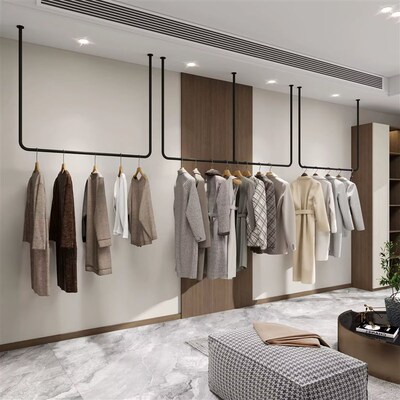 婚纱礼服展示架女服装店上墙U型挂衣杆吊顶悬挂陈列衣架侧挂吊架