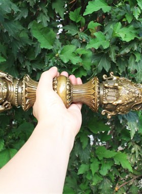 特大号高档金刚杵铜普巴铜杵三面马头明王金刚撅法器带底座摆件纯