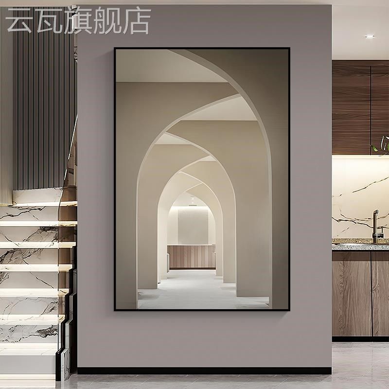 延伸回廊入户玄关装饰画客厅沙发背景墙挂画走廊过道楼梯间晶瓷画