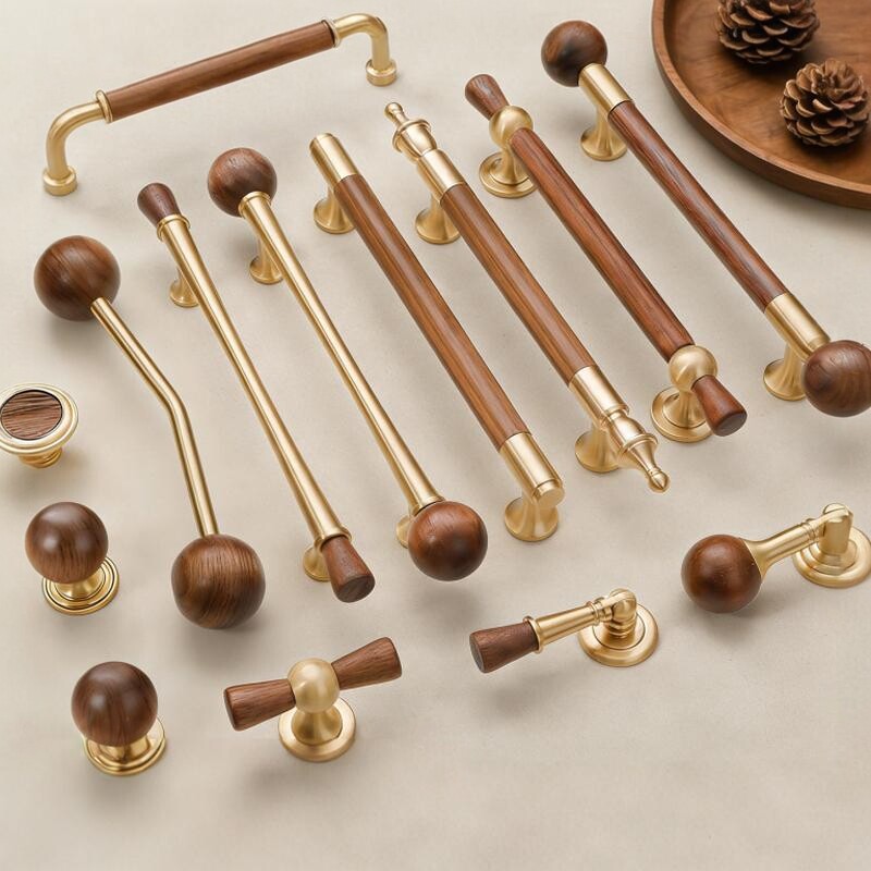 法式复古中古风胡桃木柜门拉手