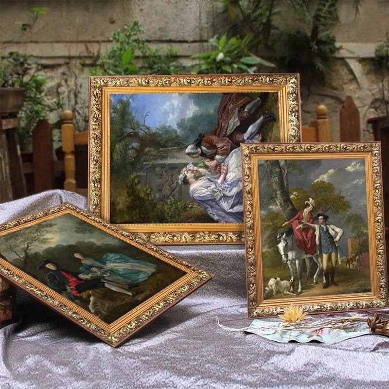 客墙美式复古壁画人物装饰画欧式沙发 挂画风景油画餐厅背景图片