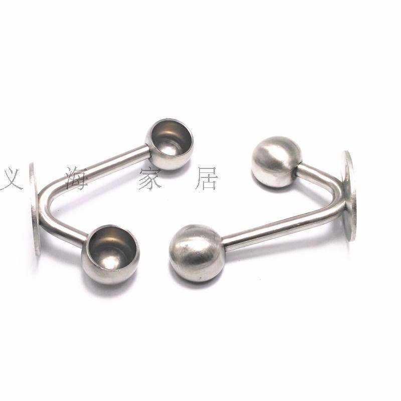 不锈钢双头法兰座 毛巾架免打管托孔 双杆圆管座窗帘杆双杆新品