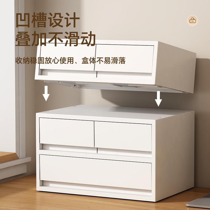 桌面收纳盒抽屉式整理柜学生办公桌文件文具多层收纳箱叠加置物架
