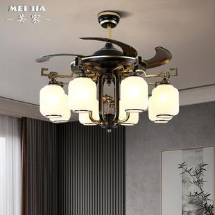 新中式 全铜别墅灯具中国风禅意餐厅风扇吊灯 客厅风扇灯2022年新款