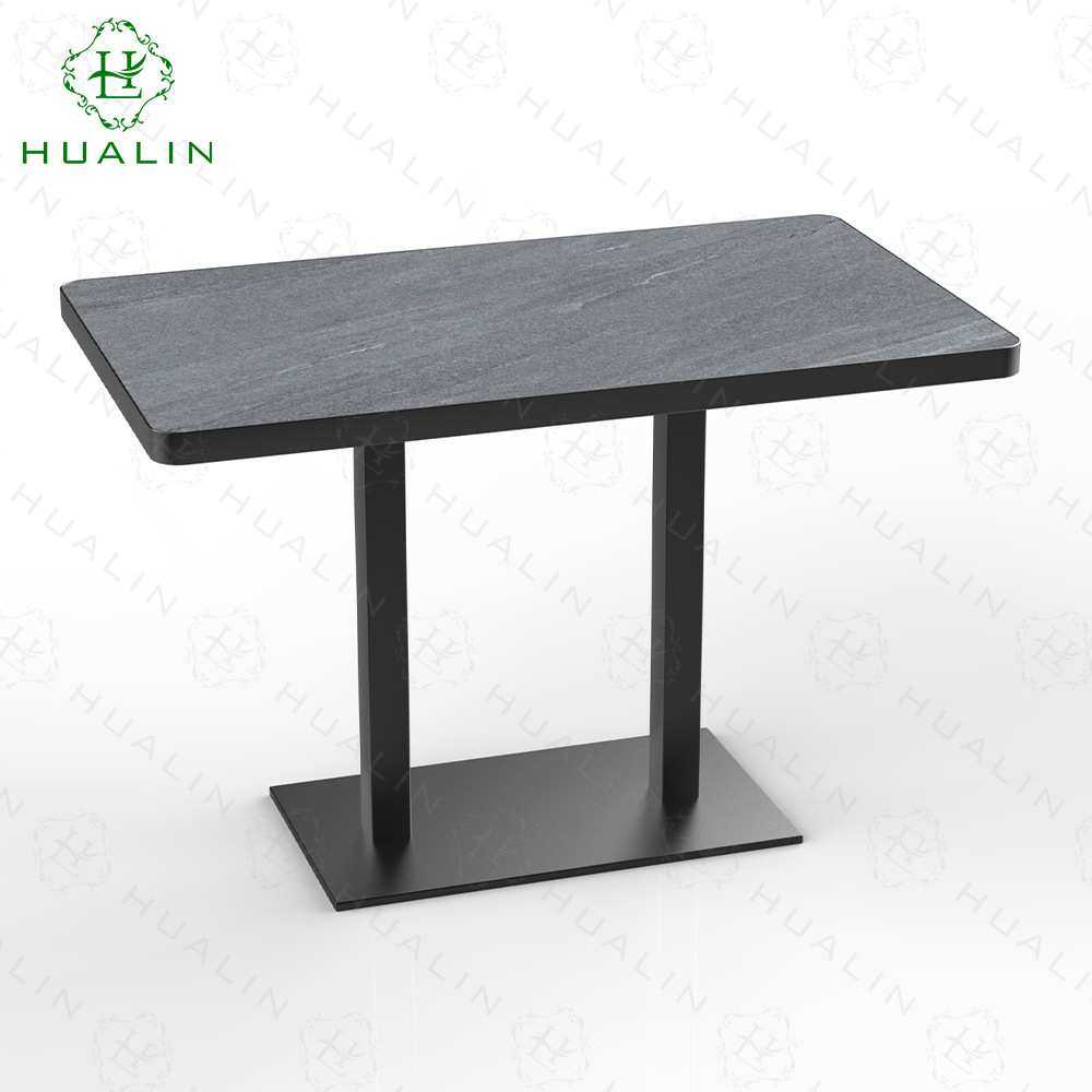 现代轻奢别墅专用石英岩板长方形餐桌商用天然大理石极简餐饮家具