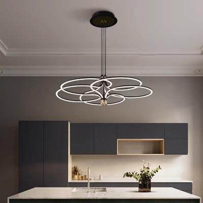 现代简约曲线造型线条灯具书房卧室餐厅设计师枝形吸项/吊灯led