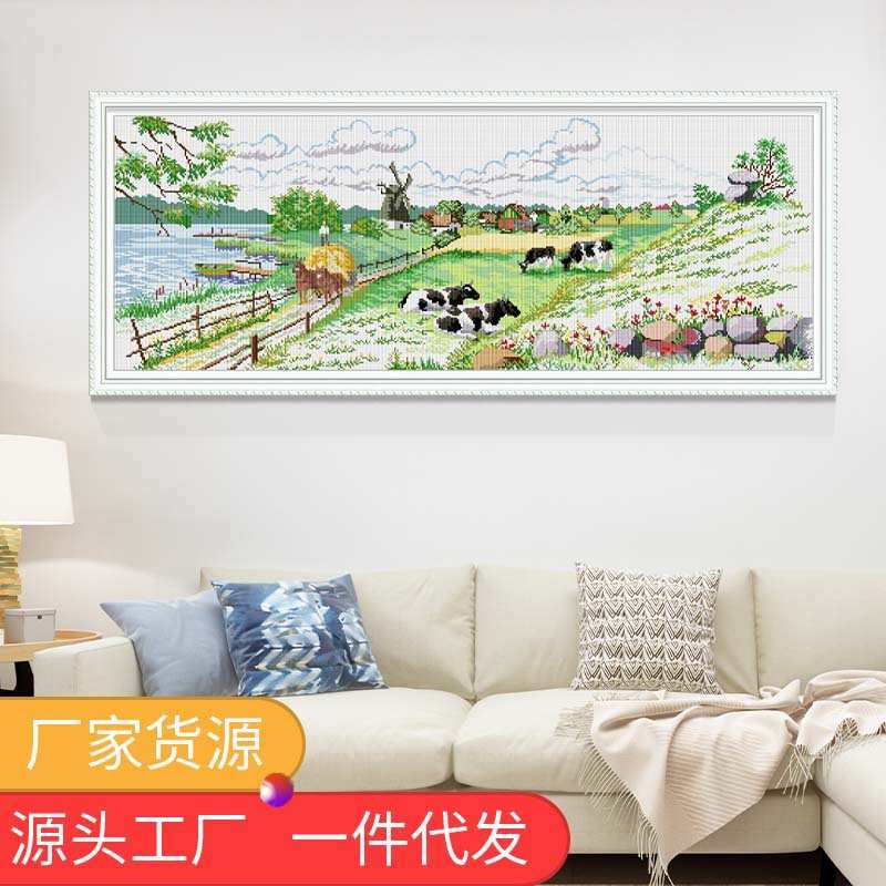 新款钻石画贴画风景系列牧场风光自贴材料包源头厂家 客厅装饰