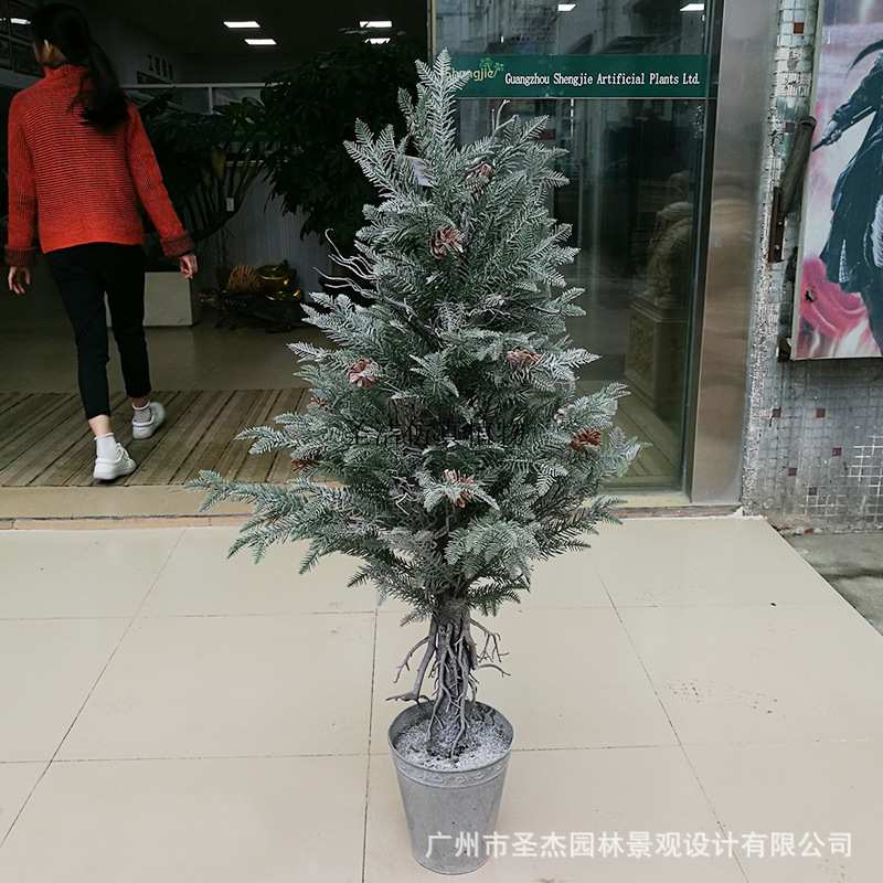 仿真带果雪松盆景室内圣诞节仿真植物松树装饰造景假树仿真松柏树