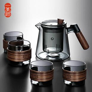 现货侧把玻璃壶耐高温单壶茶水分离泡茶壶电陶炉煮茶器家用套装