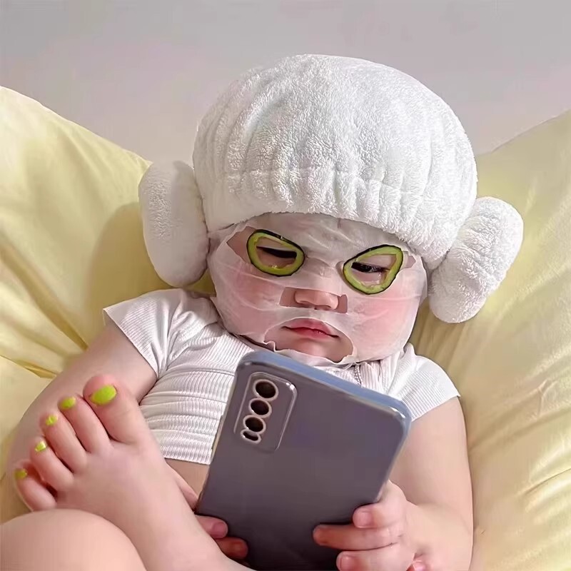 2025新款婴儿可爱浴帽子宝宝洗头包头巾儿童速干发帽超强吸水女童