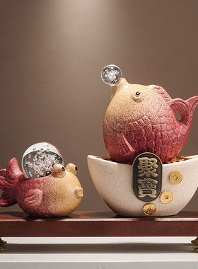 年年有余聚宝盆锦鲤鱼开业招财摆件客厅玄关酒柜装饰乔迁新居礼物