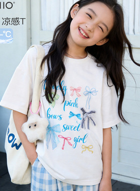 女童短袖t恤夏季新款儿童上衣大童薄款打底衫青少年洋气白色童装