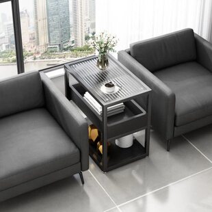 中桌钢化玻璃长方形接待室边柜边几茶台边间办公室沙发专用小茶几