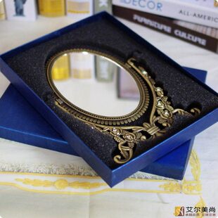 镜子女化妆镜镜便携公主镜折叠梳妆镜复古台式台欧式桌面小圆镜