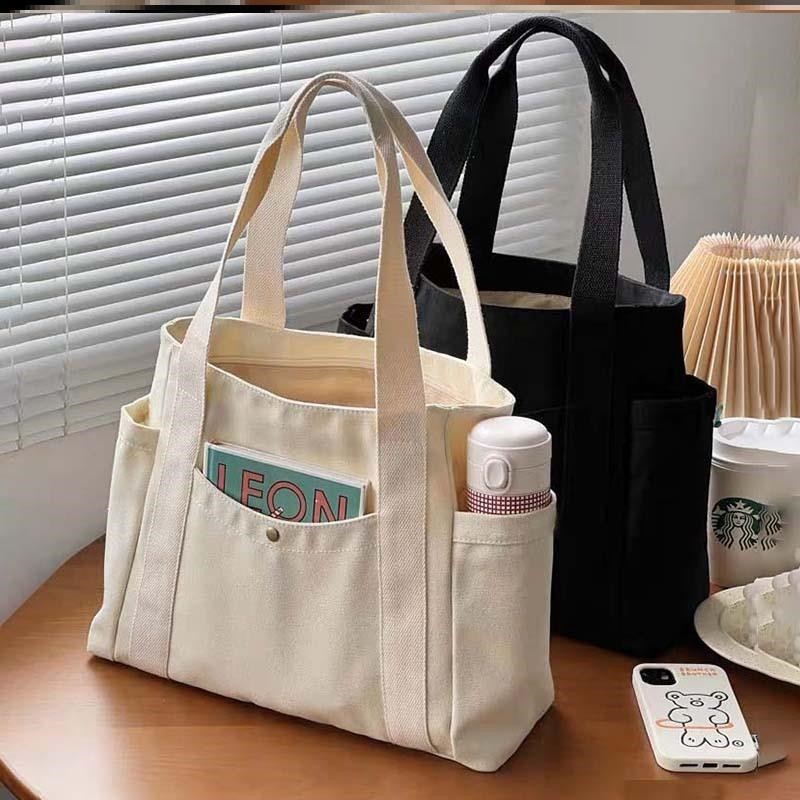 女士帆布手提袋多分隔层妈咪外出带娃上班族手拎迷你小包包收纳包