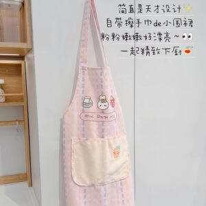 【下厨房也要美美哒】新款围腰围裙粉色帆布厨房家用做饭罩衣女生