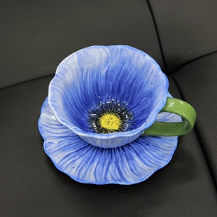 花朵咖啡杯设计感茶杯茶具小众绝美创意拿铁杯高颜值艺术感陶瓷杯