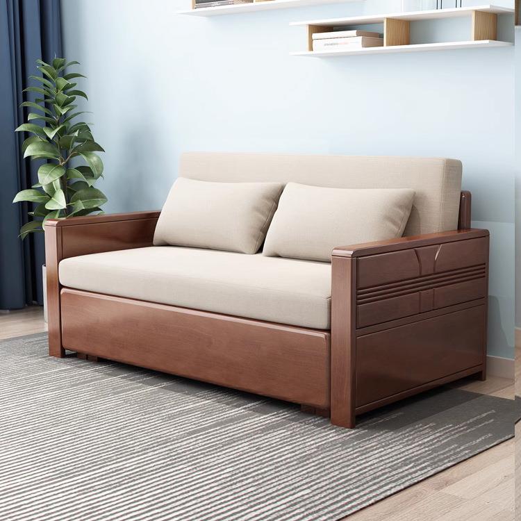 可折叠实木沙发床小户型现代简约多功能单双人客厅两用懒人家具