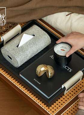 匠十三 样板间意式极简茶几摆件纸巾盒托盘套装组合设计师款摆件