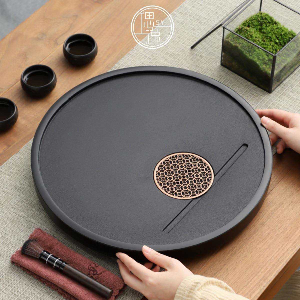 圆形天然乌金石茶盘家用现代简约陶瓷茶海储水排水百搭茶台茶托盘,鲜花速递/花卉仿真/绿植园艺,割草机/草坪机,淘宝优惠券,粉丝福利购,淘宝优惠卷