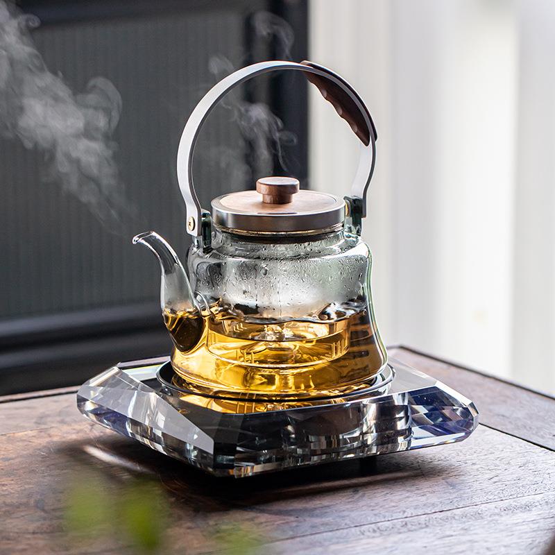水晶玻璃煮茶器煮茶炉茶具套装家用高端电陶炉蒸煮茶高提梁烧水壶