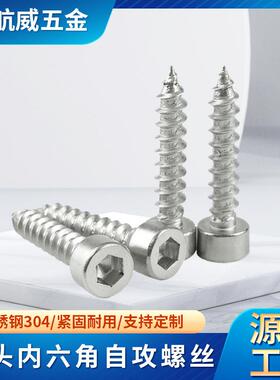 304不锈钢杯头尖尾自攻螺丝内六角音箱螺钉M2M2.6M3M3.5M4M5M6 HA