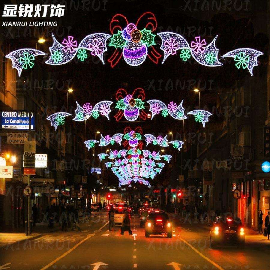 星光大道铁支架过街灯网红花边造型灯户外步行街灯光天幕通道灯光