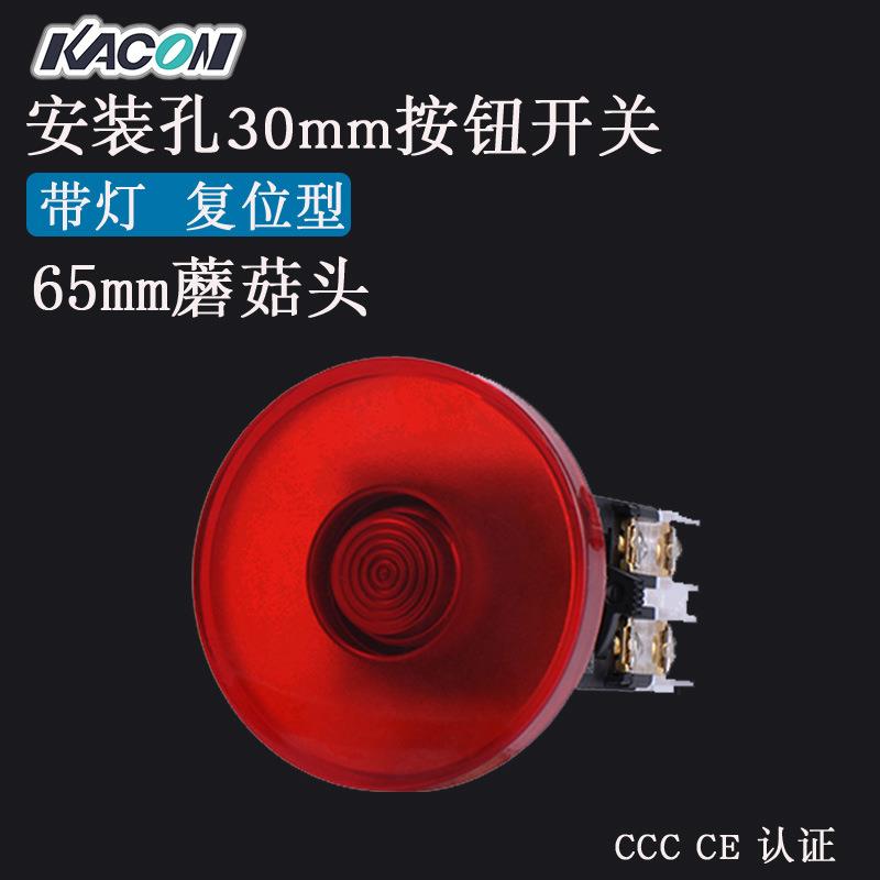 现货Kacon凯昆K30-27-N65带灯头部65mm 复位 蘑菇头 按钮开关