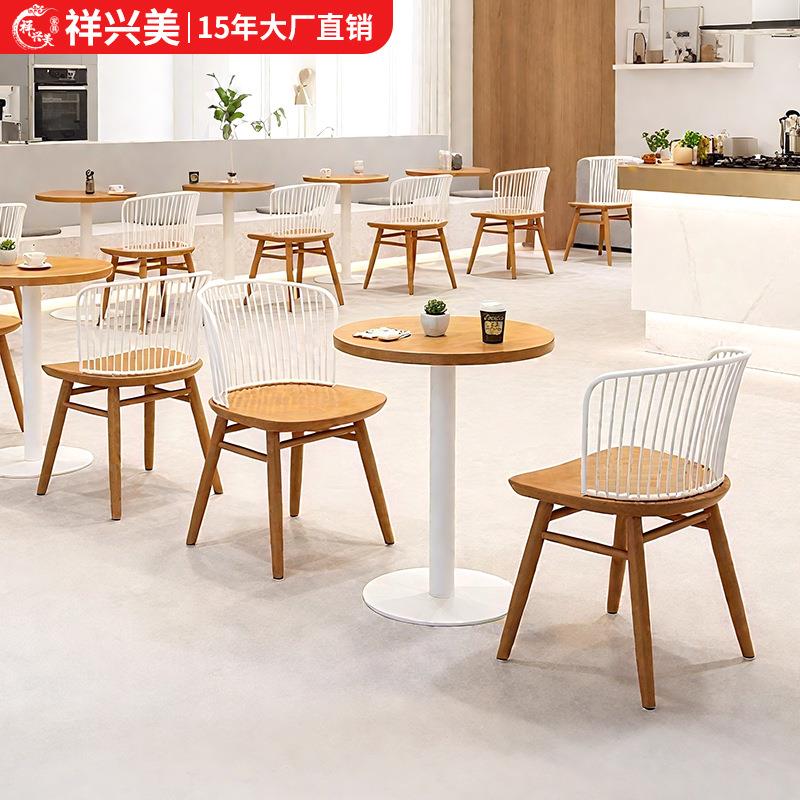 原木风冷饮奶茶店桌椅组合餐桌融合料理桌椅小食院餐厅店桌椅