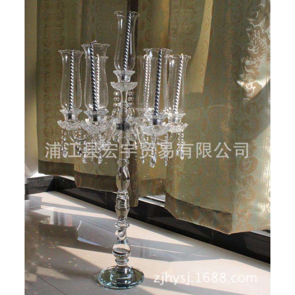 厂家直销欧式七头烛台婚庆水晶蜡烛台摆件时尚浪漫节日气氛装饰品