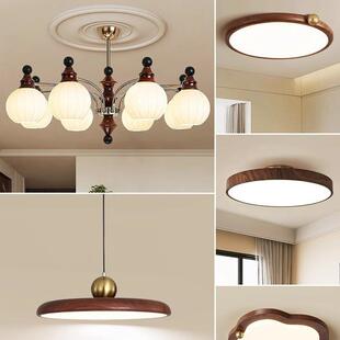 灯先生中古风客厅吊灯感美式复古大厅主灯2025新款胡桃木灯具