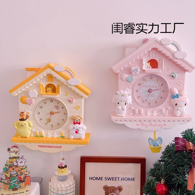 美乐卧室装饰布丁少女摆钟房间可爱狗蒂挂钟挂件玉桂狗一件可包邮