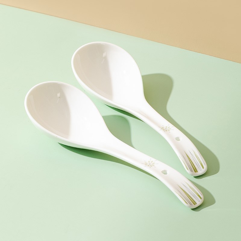 陶瓷长柄勺子家用2024新款可爱大勺F汤匙米饭勺调羹精致盛汤勺瓷