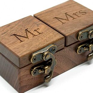 定制刻字包装盒戒指盒对戒木质首饰盒带锁礼品盒可胡桃木名字日期