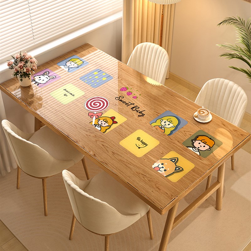 桌垫透明软玻璃桌面保护r垫防水防油免洗卡通茶几桌垫防烫桌布轻