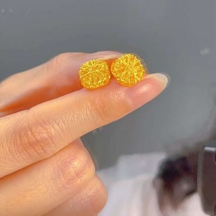 金包银拉丝小方糖戒指女爆闪花丝素圈H镂空指环对戒送女友节日礼