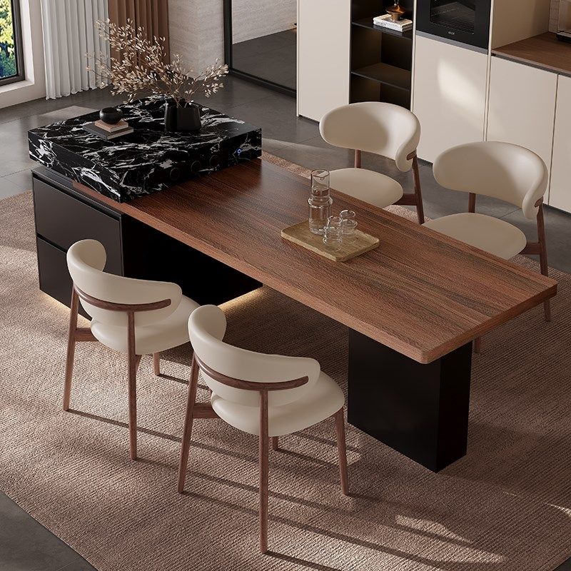 下挂岩板岛台餐桌k一体可伸缩家用开放式厨房高级感意式极简中岛