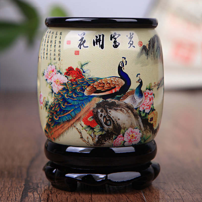 旋转笔筒创意时尚可爱办公室桌面高档装饰品摆件艺U术实用礼品定