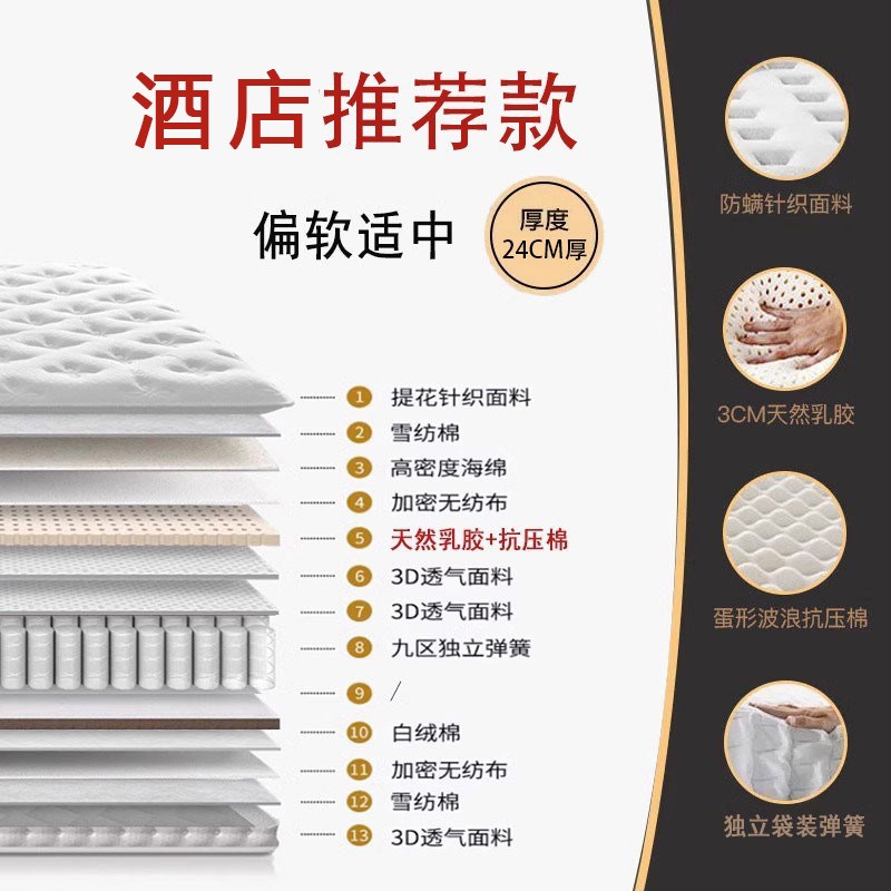 亚朵酒店同款五星级记忆棉30xcm乳胶独立袋装弹簧压缩软垫床垫家