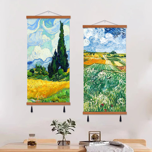 梵高油画布艺挂画墙面名画装饰画墙布网红背景墙背景布挂布玄关