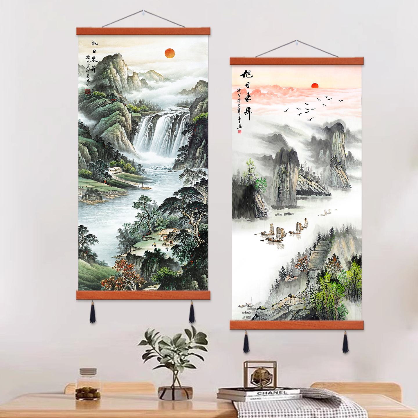 入户玄关装饰画新中式客厅走廊装饰挂画山水画中国风过道水墨壁画