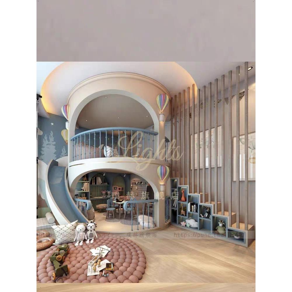 圆形公主床大户型高低床多功能女孩床带滑梯圆床实木城堡床上下铺