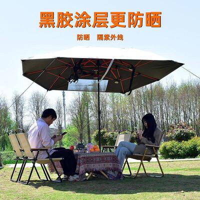 户外露营黑胶天幕速开免搭建撑杆折叠庭院别墅遮阳伞车顶防晒帐篷