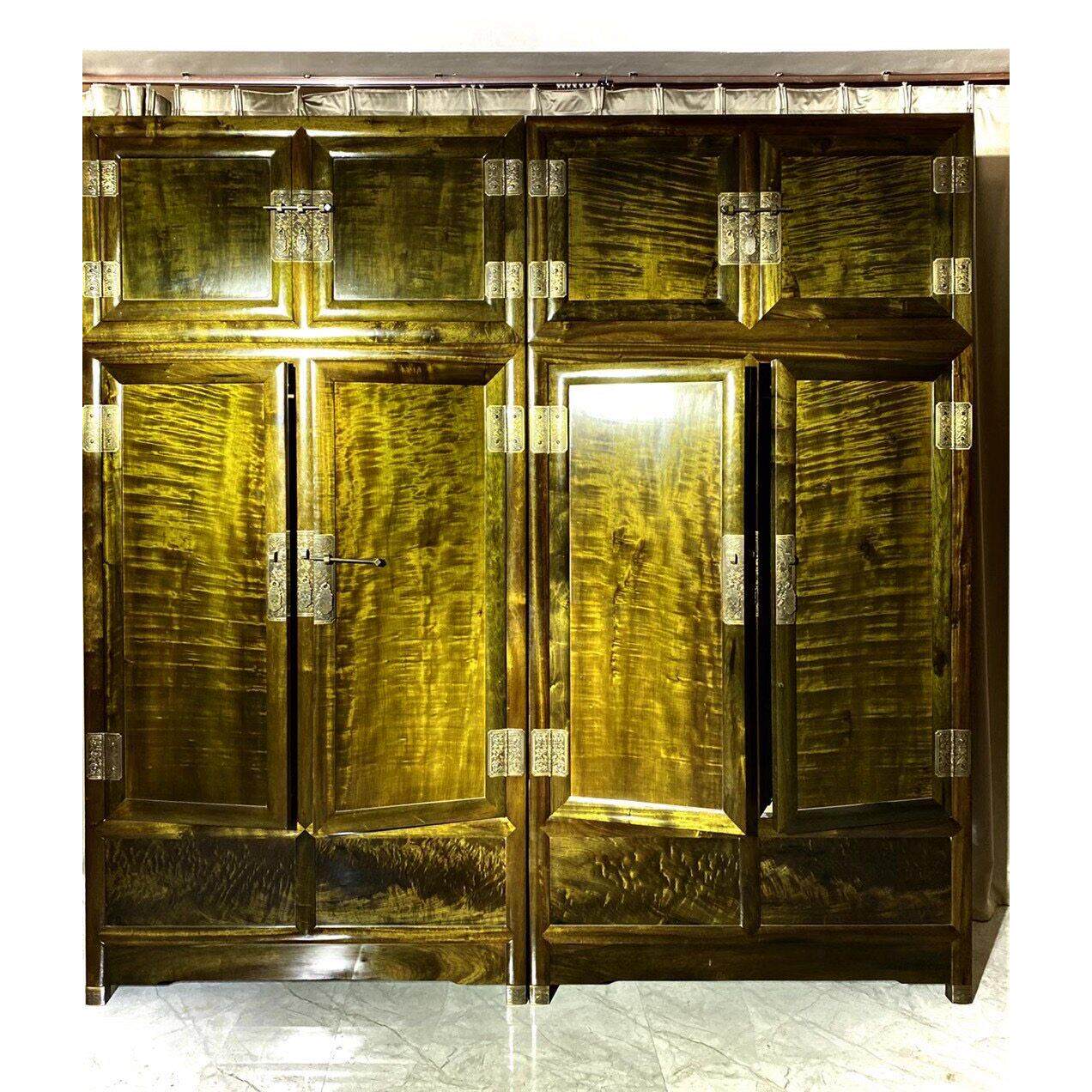 金丝楠木衣柜实木储物柜顶箱柜四门仿古中式红木家具衣橱轻奢定制