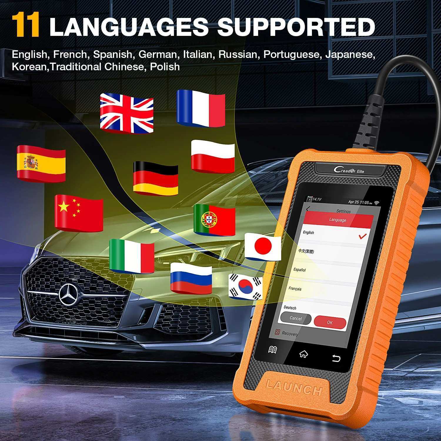 跨境X431 Creader Elite全系统TPMS +重置功能在线编码OBD2诊断仪